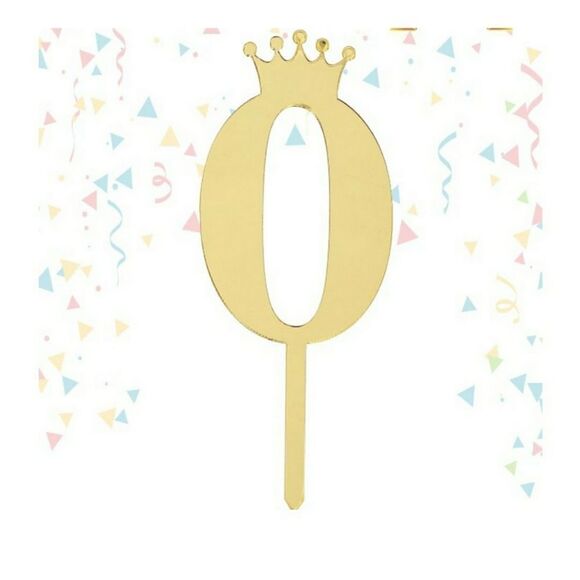 Cake Topper # 0 Golden Mirror Reflecting Chic NWT - Picture 1 of 3